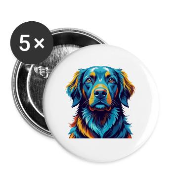 Flat Coated Retriever Dog Breed Cartoon Kawaii - Buttons large 2.2''/56 mm (5-pack) - white - Front