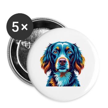 German Longhaired Pointer Dog Breed Cartoon Kawaii - Buttons large 2.2''/56 mm (5-pack) - white - Front