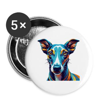 Galgo Español Hunderasse Bunt Karikatur Kawaii - Buttons groß 56 mm (5er Pack) - Weiß - Vorne