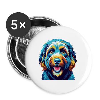Goldendoodle Hunderasse Bunte Karikatur Kawaii - Buttons groß 56 mm (5er Pack) - Weiß - Vorne