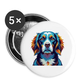Grand Anglo Français Race de Chien Dessin Animé Kawaii - Lot de 5 grands badges (56 mm) - blanc - Devant