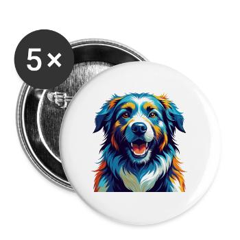 Himalaya-Schäferhundrasse Bunte Karikatur Kawaii - Buttons groß 56 mm (5er Pack) - Weiß - Vorne