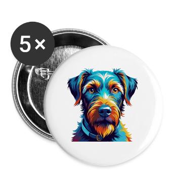 Irish Terrier Dog Breed Colorful Cartoon Kawaii - Buttons large 2.2''/56 mm (5-pack) - white - Front