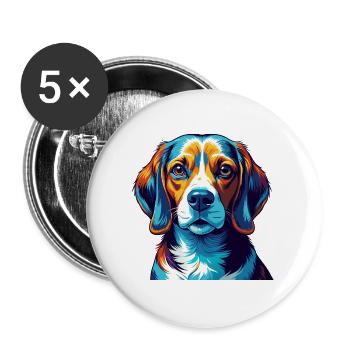 Kerry Beagle Chien Race Coloré Dessin animé Kawaii - Lot de 5 grands badges (56 mm) - blanc - Devant