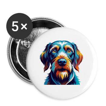 Chien courant à poil dur d’Istrie Race Dessin animé Kawaii - Lot de 5 grands badges (56 mm) - blanc - Devant