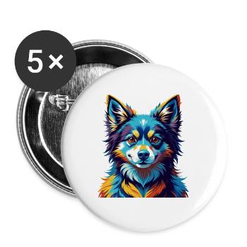 Italien Volpino Chien Race Coloré Dessin Animé Kawaii - Lot de 5 grands badges (56 mm) - blanc - Devant