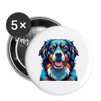 Hovawart Chien Race Coloré Dessin Animé Kawaii - Lot de 5 grands badges (56 mm) - blanc - Devant