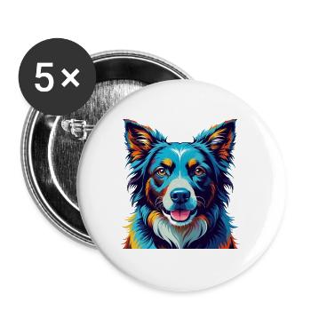 Karst Schäferhund Hunderasse Bunt Karikatur Kawaii - Buttons groß 56 mm (5er Pack) - Weiß - Vorne