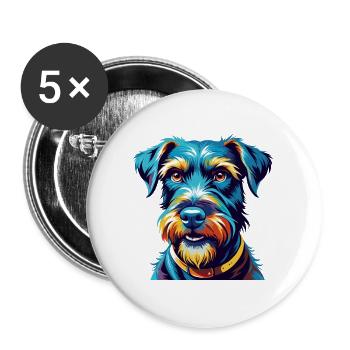 Kerry Blue Terrier Hunderasse Karikatur Kawaii - Buttons groß 56 mm (5er Pack) - Weiß - Vorne