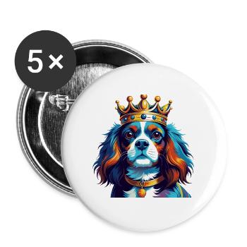 King Charles Dog Breed Colorful Cartoon Kawaii - Buttons large 2.2''/56 mm (5-pack) - white - Front