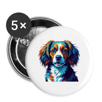 Kooikerhondje Hunderasse Bunte Karikatur Kawaii - Buttons groß 56 mm (5er Pack) - Weiß - Vorne
