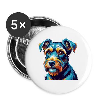 Lakeland Terrier Chien Race Coloré Dessin animé Kawaii - Lot de 5 grands badges (56 mm) - blanc - Devant