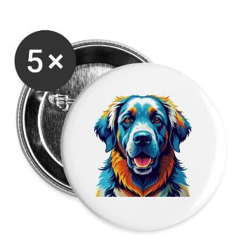 Ungarische Kuvasz Hunderasse Bunte Karikatur Kawaii - Buttons groß 56 mm (5er Pack) - Weiß - Vorne