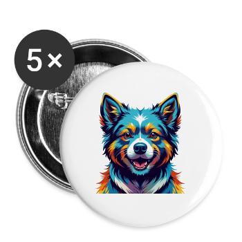 Kishu Ken Hunderasse Bunte Karikatur Kawaii - Buttons groß 56 mm (5er Pack) - Weiß - Vorne