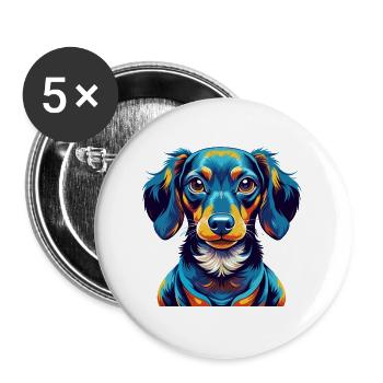 Miniature Dachshund Dog Breed Cartoon Kawaii - Buttons large 2.2''/56 mm (5-pack) - white - Front