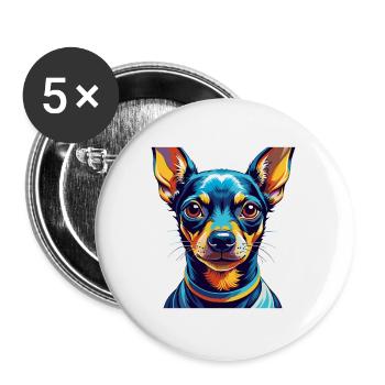 Miniatur Pinscher Hunderasse Cartoon Kawaii - Buttons groß 56 mm (5er Pack) - Weiß - Vorne