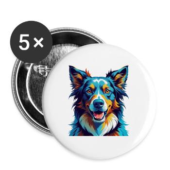 Chien de berger de Majorque race Dessin animé coloré Kawaii - Lot de 5 grands badges (56 mm) - blanc - Devant