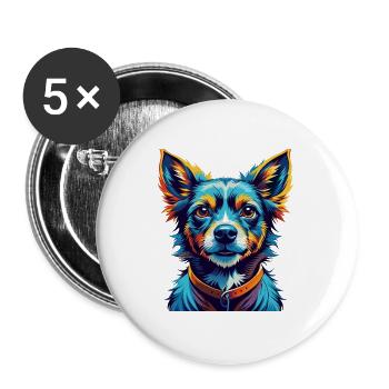 Kintamani Race Chien Dessin animé Coloré Kawaii - Lot de 5 grands badges (56 mm) - blanc - Devant
