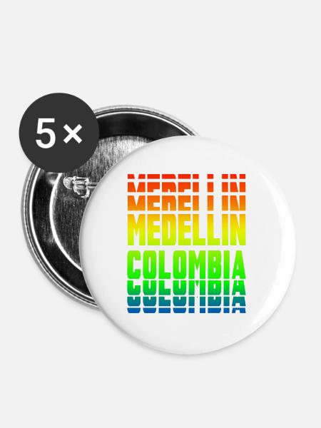Medellin Kolumbien Regebogen Design - Buttons groß 56 mm (5er Pack) - Weiß