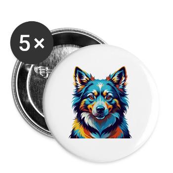 Isländische Schäferhundrasse Bunte Karikatur Kawaii - Buttons groß 56 mm (5er Pack) - Weiß - Vorne