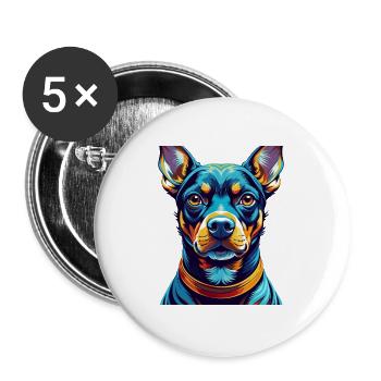 German Pinscher Dog Breed Colorful Cartoon Kawaii - Buttons large 2.2''/56 mm (5-pack) - white - Front
