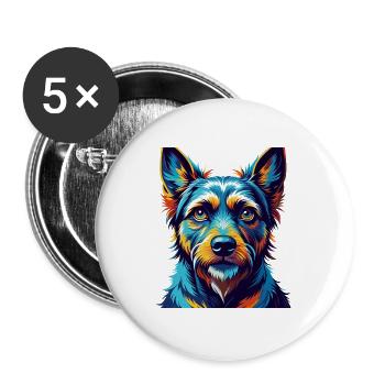 German Hunting Terrier Dog Breed Cartoon Kawaii - Buttons large 2.2''/56 mm (5-pack) - white - Front