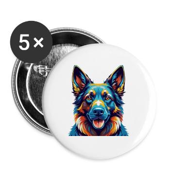 Dutch Shepherd Dog Breed Colorful Cartoon Kawaii - Buttons large 2.2''/56 mm (5-pack) - white - Front