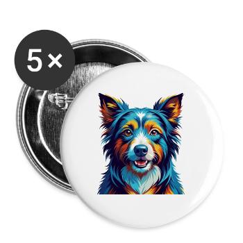 Dutch Smoushond Dog Breed Colorful Cartoon Kawaii - Buttons large 2.2''/56 mm (5-pack) - white - Front