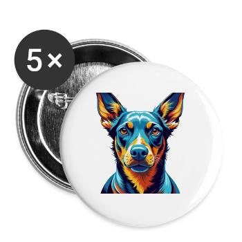 Cretan Hound Dog Breed Colorful Cartoon Kawaii - Buttons large 2.2''/56 mm (5-pack) - white - Front