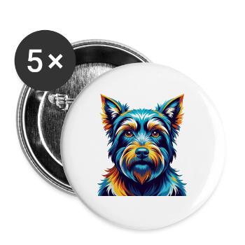 Cesky Terrier Hunderasse Bunte Karikatur Kawaii - Buttons groß 56 mm (5er Pack) - Weiß - Vorne