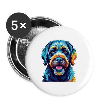 Bouvier des Ardennes Chien Race Dessin Animé Kawaii - Lot de 5 grands badges (56 mm) - blanc - Devant