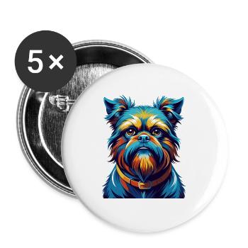 Brüsseler Griffon Hunderasse Bunte Karikatur Kawaii - Buttons groß 56 mm (5er Pack) - Weiß - Vorne
