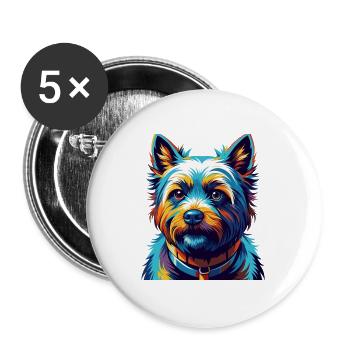 Cairn Terrier Chien Race Coloré Dessin Animé Kawaii - Lot de 5 grands badges (56 mm) - blanc - Devant