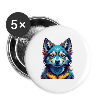 Alaskan Klee Kai Chien Race Coloré Dessin Animé Kawaii - Lot de 5 grands badges (56 mm) - blanc - Devant