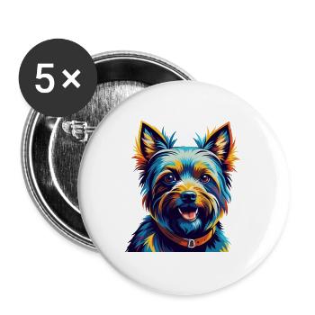 Australian Silky Terrier Dog Breed Cartoon Kawaii - Buttons large 2.2''/56 mm (5-pack) - white - Front