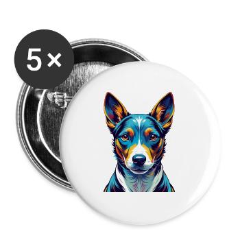 Basenji Dog Breed Colorful Cartoon Kawaii - Buttons large 2.2''/56 mm (5-pack) - white - Front