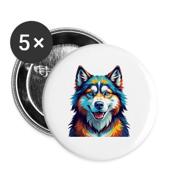 Alaskan Malamute Hunderasse Bunte Karikatur Kawaii - Buttons groß 56 mm (5er Pack) - Weiß - Vorne