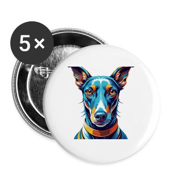 Rampur lévrier chien race coloré dessin animé Kawaii - Lot de 5 grands badges (56 mm) - blanc - Devant