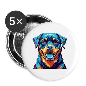 Rottweiler Chien Race Coloré Dessin Animé Kawaii - Lot de 5 grands badges (56 mm) - blanc - Devant
