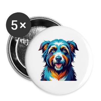 Rumänische Schäferhundrasse Bunte Karikatur Kawaii - Buttons groß 56 mm (5er Pack) - Weiß - Vorne