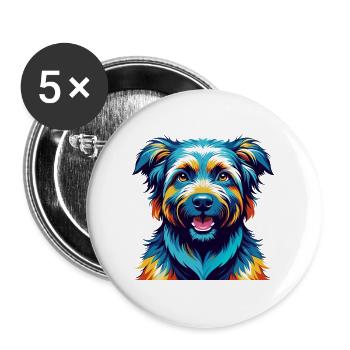 Rumänische Mioritische Hunderasse Karikatur Kawaii - Buttons groß 56 mm (5er Pack) - Weiß - Vorne