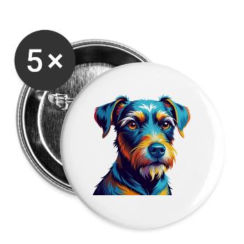 Patterdale Terrier Dog Breed Cartoon Kawaii - Buttons large 2.2''/56 mm (5-pack) - white - Front