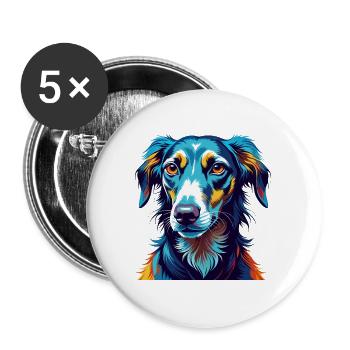 Vieux lévrier croate race de chien dessin animé Kawaii - Lot de 5 grands badges (56 mm) - blanc - Devant