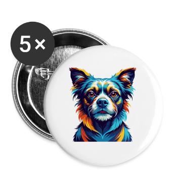 Ratonero Murciano Race Chien Dessin Animé Kawaii - Lot de 5 grands badges (56 mm) - blanc - Devant
