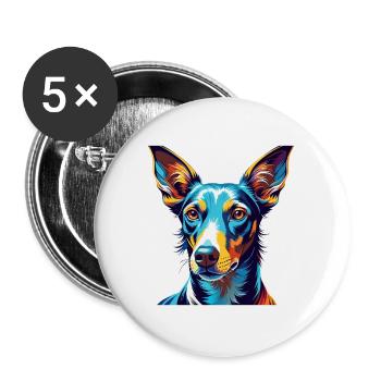 Podenco Ibicenco Chien Race Coloré Dessin Animé Kawaii - Lot de 5 grands badges (56 mm) - blanc - Devant
