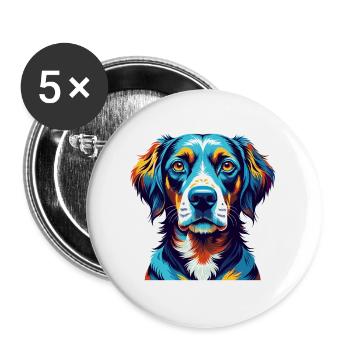 Vieux chien d’arrêt danois race dessin animé Kawaii - Lot de 5 grands badges (56 mm) - blanc - Devant
