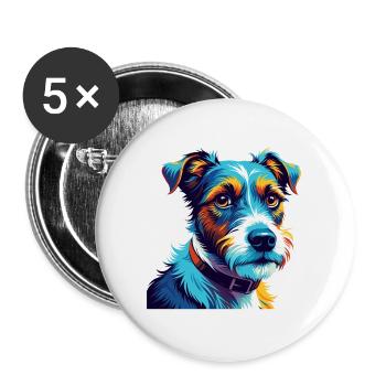 Parson Russell Terrier Dog Breed Cartoon Kawaii - Buttons large 2.2''/56 mm (5-pack) - white - Front