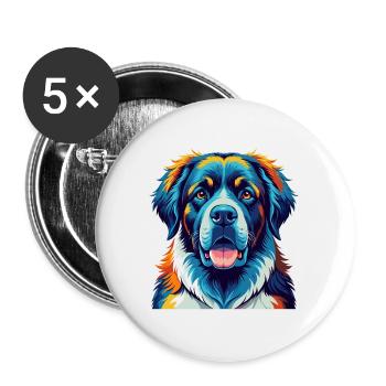 Pyrenean Mastiff Dog Breed Colorful Cartoon Kawaii - Buttons large 2.2''/56 mm (5-pack) - white - Front
