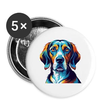 Polish Hunting Hound Dog Breed Cartoon Kawaii - Buttons large 2.2''/56 mm (5-pack) - white - Front