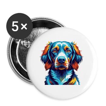 Polnische Jagdhunderasse Bunte Karikatur Kawaii - Buttons groß 56 mm (5er Pack) - Weiß - Vorne